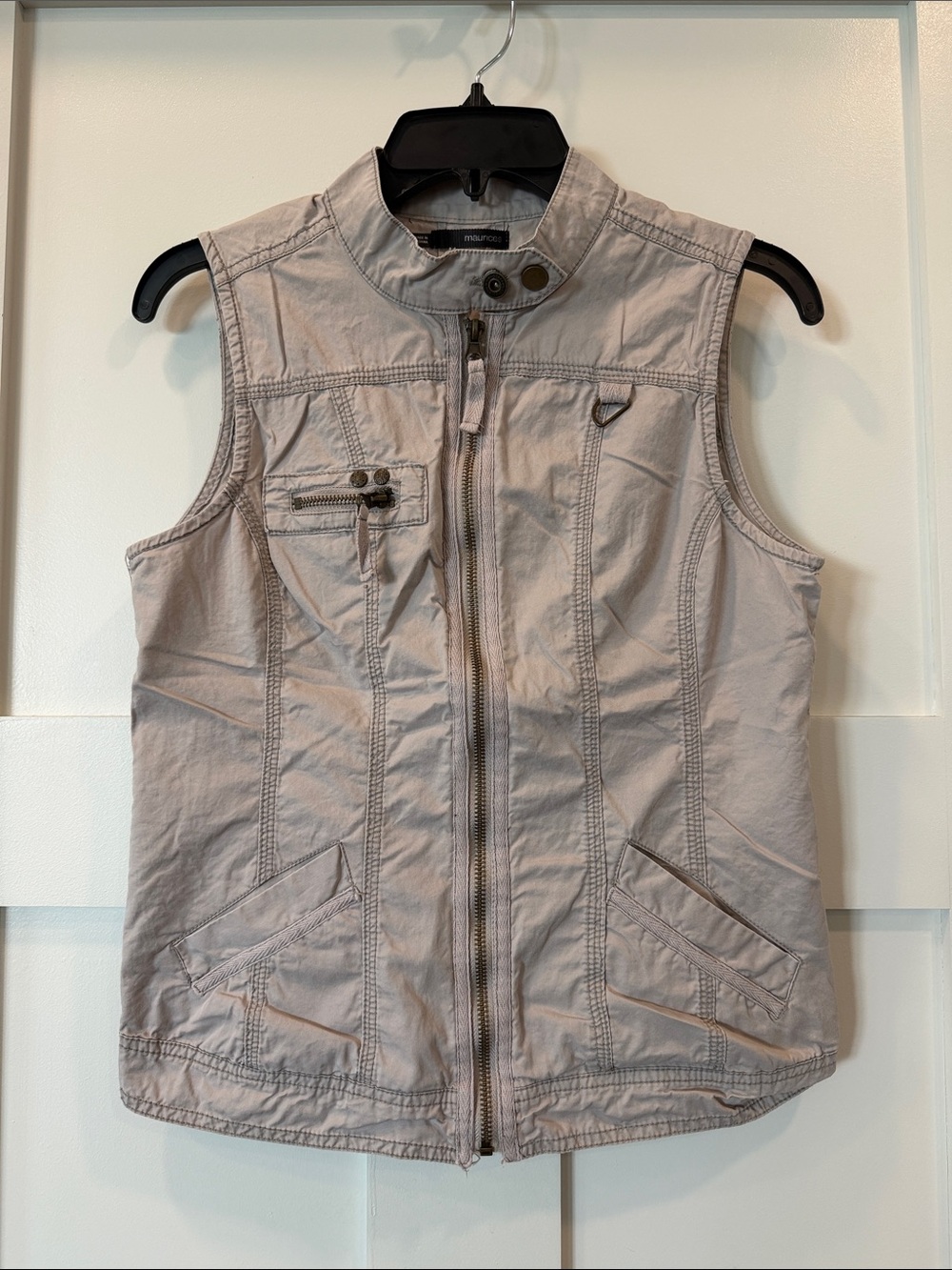 Maurices Light Taupe Sleeveless Utility Vest